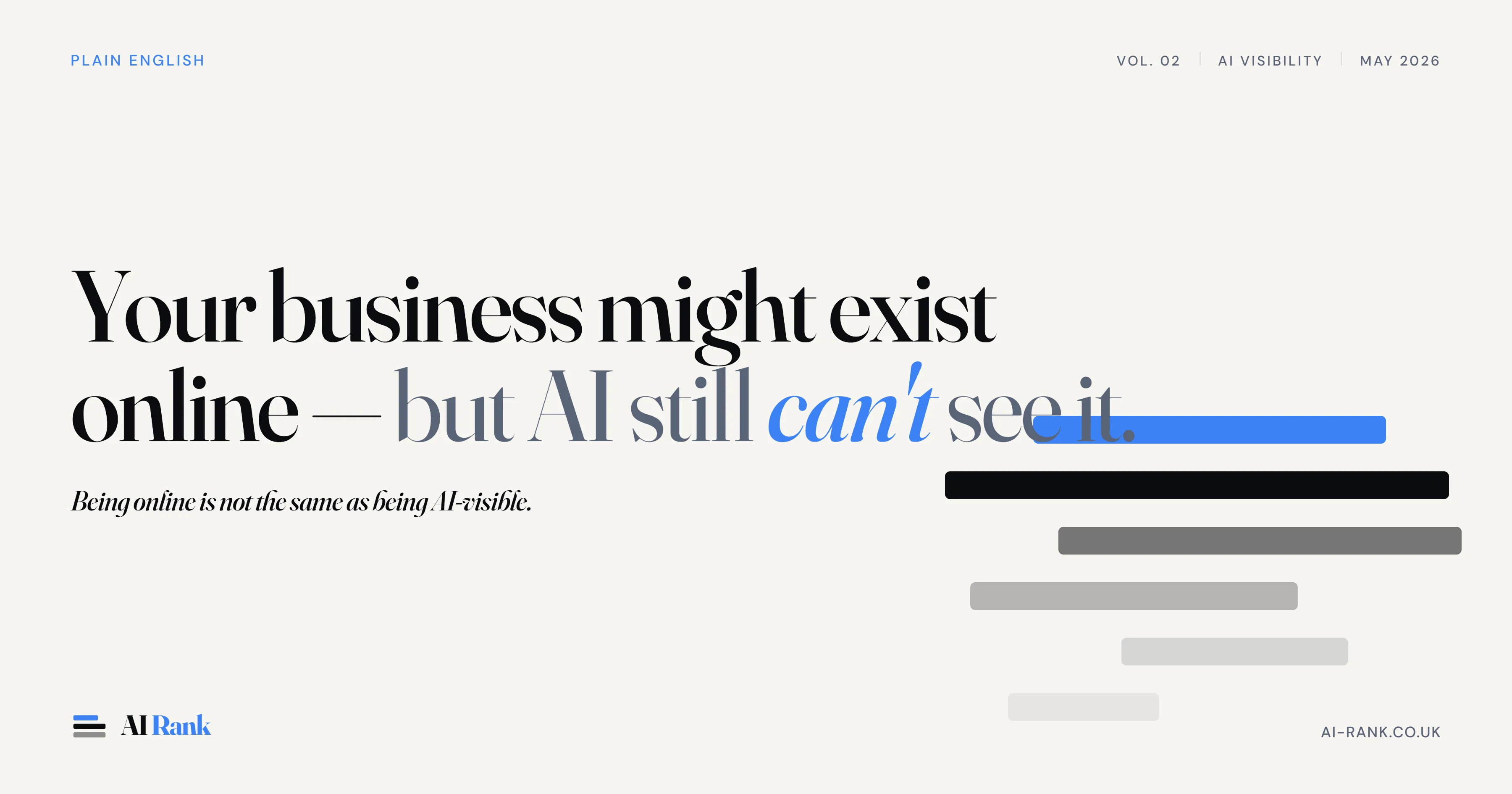 Your business might exist online but AI still cannot see it - AI Rank blog