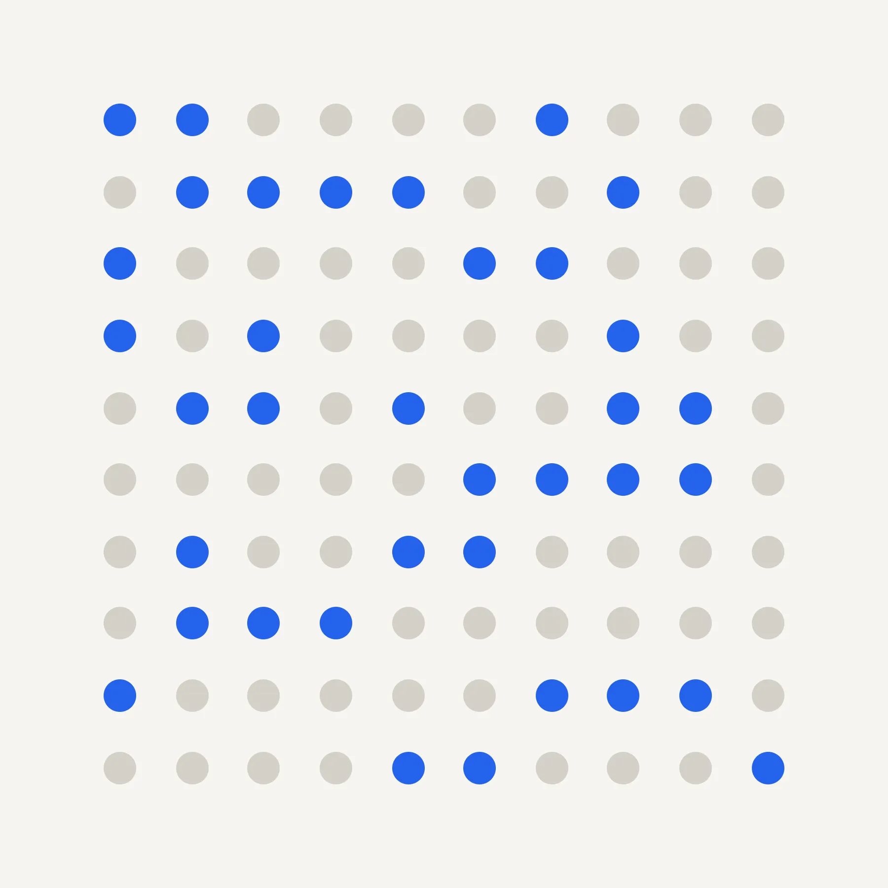 Dot grid showing 64 out of 100 businesses appeared only once in AI recommendations